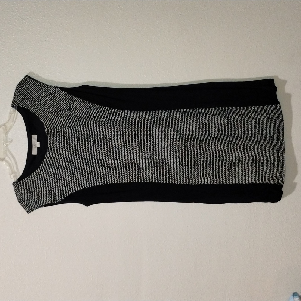 Loft women's asymmetrical pattern black and gray sleeveless dress size M